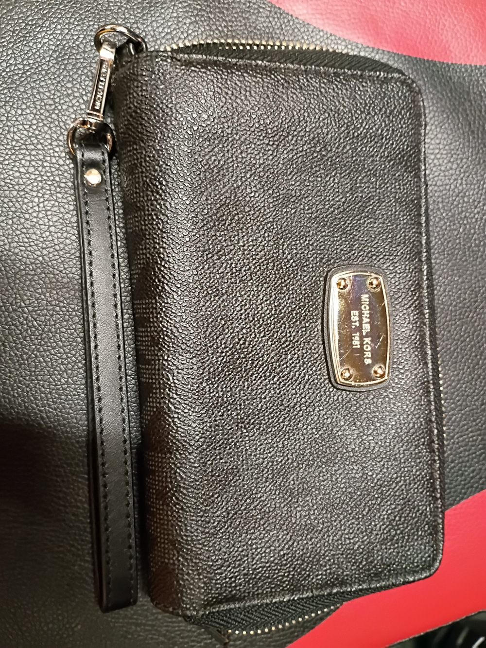 Michael Kors Black Leather Wristlet Wallet